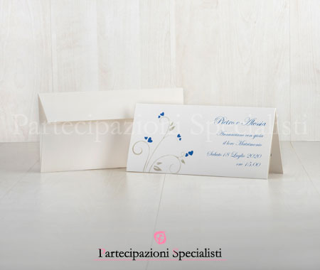 Partecipazione Matrimonio con Fedi e Cuori Blu