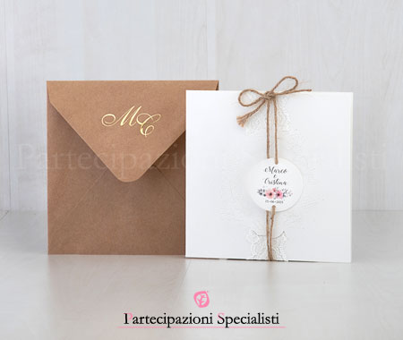 Partecipazione Boho Chic con Pizzo