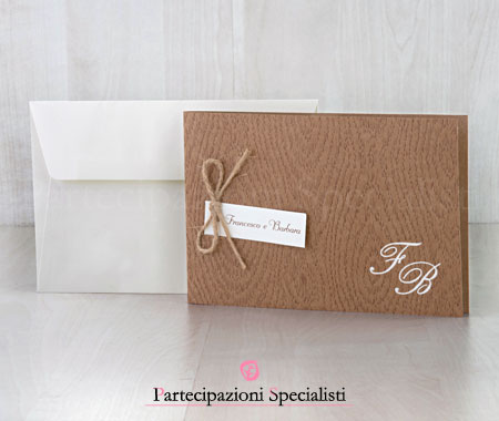Partecipazione matrimonio originale in legno rovere