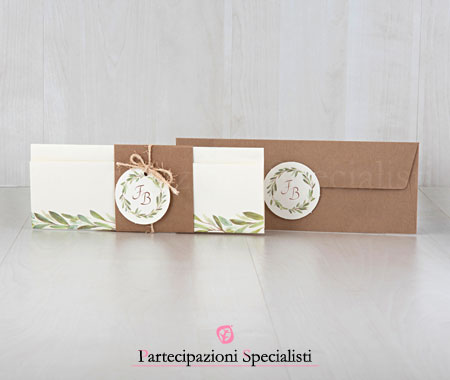 Partecipazione matrimonio Verde Oliva, tema Ulivo