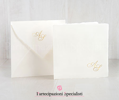 Partecipazioni Eleganti Amalfi Personalizzabili, iniziali in Oro