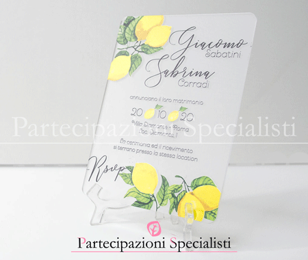 Partecipazioni Plexiglass Originali con Agrumi Siciliani