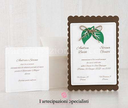 Inviti Nozze con Foglie Verde Mela
