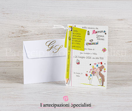 Inviti Matrimonio Quaderno di Scuola Mamma e Papà si Sposano