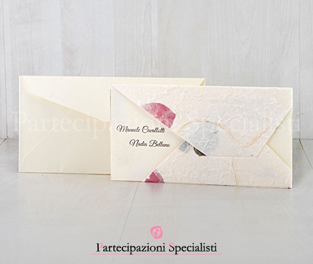 Partecipazioni Amalfi in carta Riso con Petali di Rosa