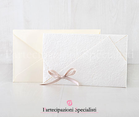Partecipazioni Amalfi, carta Riso e nastro Rosa Cipria