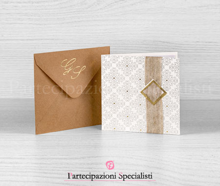 Partecipazioni Eleganti con Arabeschi stile Country