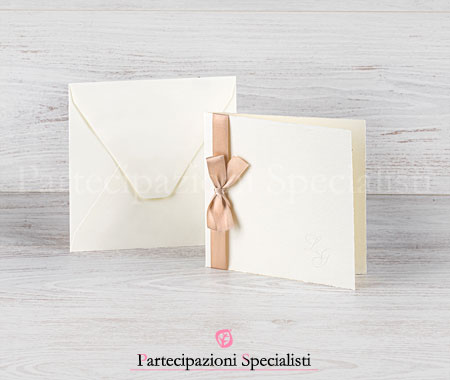Partecipazioni Semplici ed Eleganti, nastro Rosa Cipria