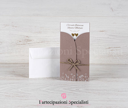 Partecipazioni nozze country chic colore plum