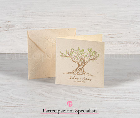 Partecipazioni Matrimonio con Ulivo come Albero della Vita