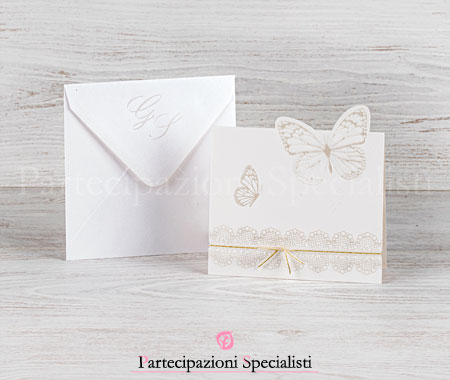 Partecipazioni matrimonio Raffinate con Farfalle