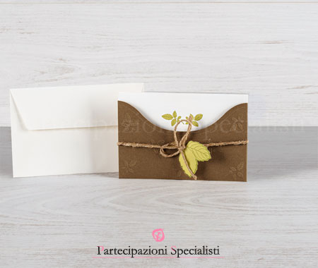 Inviti nozze Marroni Ecologici, foglie gelso–Campione Gratis