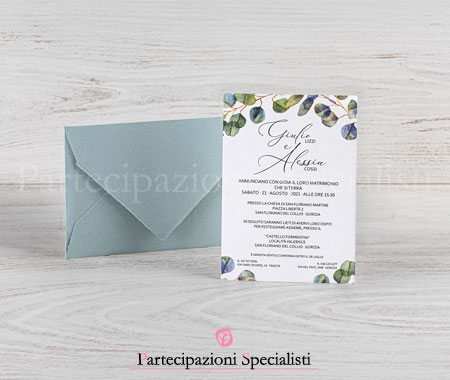 Partecipazioni matrimonio con foglie di Eucalipto Amalfi
