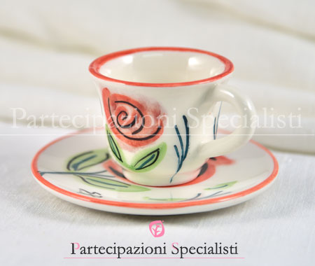 Bomboniere matrimonio in ceramica con rosa rossa