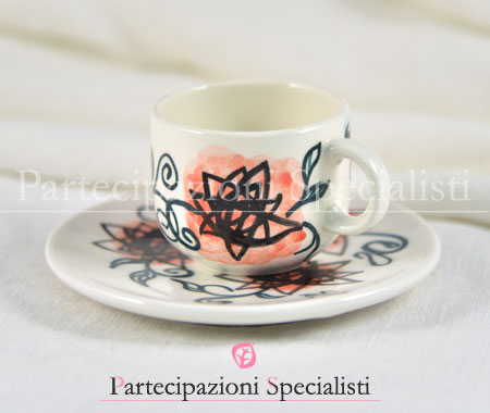Tazzine caffè personalizzabili in ceramica rosso corallo