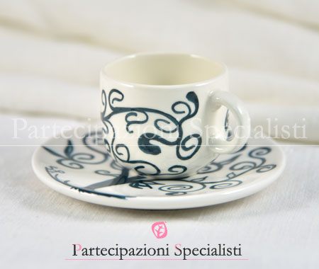 Tazzine caffè a tema floreale verde scuro