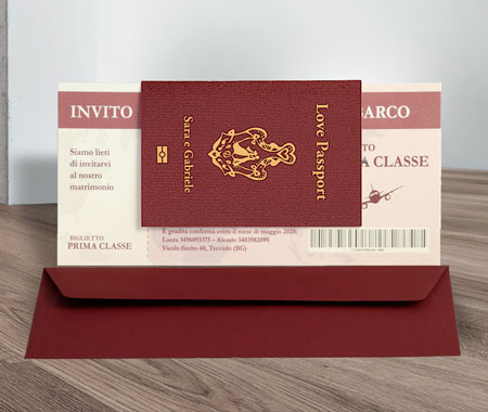 Partecipazione Passaporto Buste Colorate