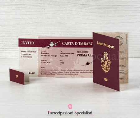 Partecipazione Matrimonio Passaporto Tema Viaggio