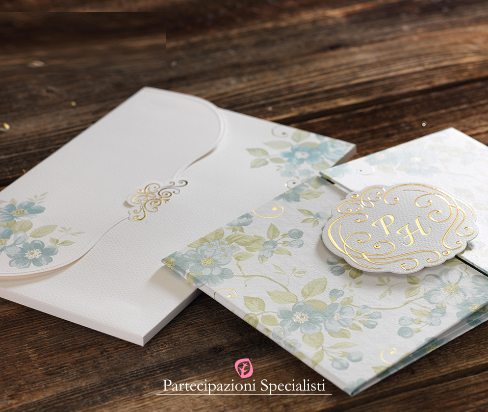 INVITI NOZZE CON DECORAZIONE FLOREALE BIANCA