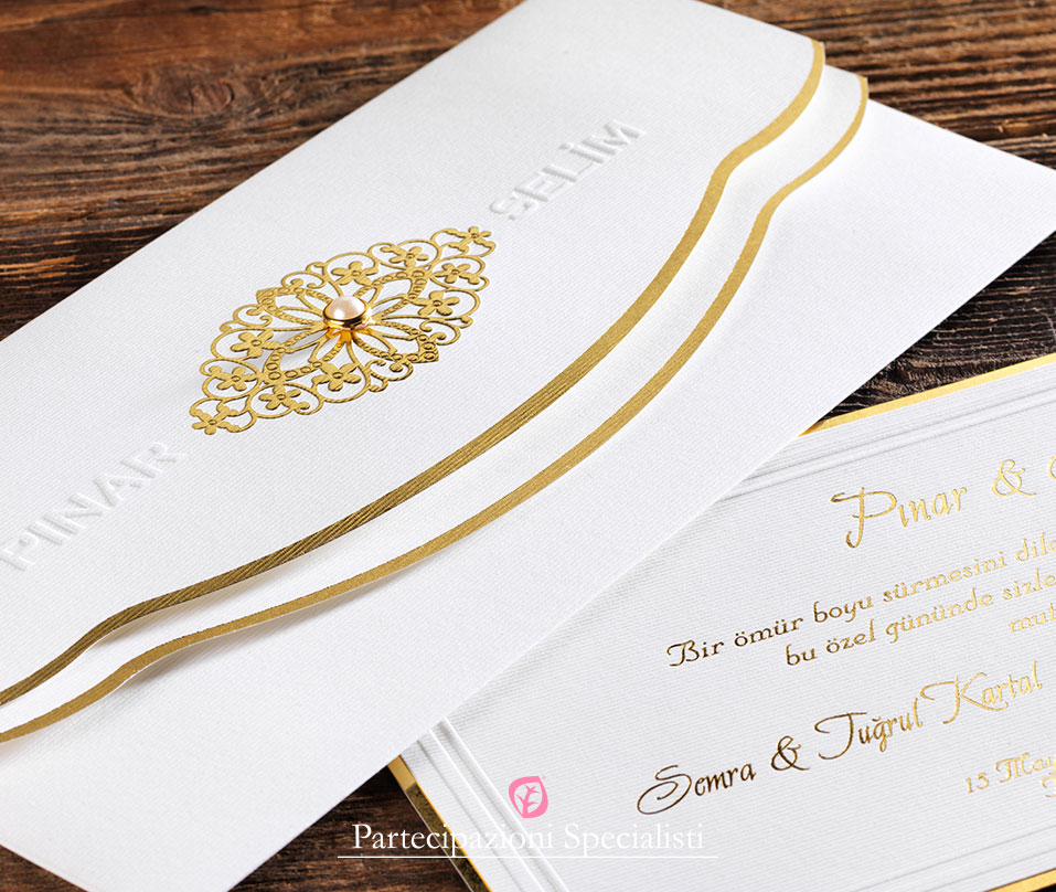 ANNUNCI DI MATRIMONIO BIANCO ELEGANTE